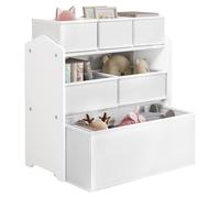 Lestarain Organizador de Juguetes para Niños, Estanteria Infantil de Almacenaje de 6 Cajas, Mueble Infantil de 3 Niveles, Estantería para Habitación, Sala de Juegos y Guardería, Blanco, 63x30x60 cm