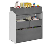 Lestarain Organizador de Juguetes para Niños, Estanteria Infantil de Almacenaje de 6 Cajas, Mueble Infantil de 3 Niveles, Estantería para Habitación, Sala de Juegos y Guardería, Blanco+Gris