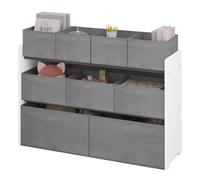 Lestarain Organizador de Juguetes para Niños, Estanteria Infantil de Almacenaje de 9 Cajas, Mueble Infantil de 3 Niveles, Estantería para Habitación, Sala de Juegos y Guardería, Blanco+Gris