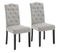 Lestarain Pack de 2 Sillas de Comedor con Respaldo Alto, Sillas de Cocina Tapizadas en Lino, Sillas Ergonómicas en Madera, para Dormitorio y Salón, Gris Claro, LCNI120002-2