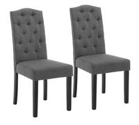 Lestarain Pack de 2 Sillas de Comedor con Respaldo Alto, Sillas de Cocina Tapizadas en Lino, Sillas Ergonómicas en Madera, para Dormitorio y Salón, Gris Oscuro, LCNI120001-2