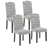 Lestarain Pack de 4 Sillas de Comedor con Respaldo Alto, Sillas de Cocina Tapizadas en Lino, Sillas Ergonómicas en Madera, para Dormitorio y Salón, Gris Claro, LCNI120002-4