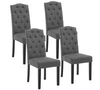 Lestarain Pack de 4 Sillas de Comedor con Respaldo Alto, Sillas de Cocina Tapizadas en Lino, Sillas Ergonómicas en Madera, para Dormitorio y Salón, Gris Oscuro, LCNI120001-4