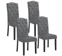 Lestarain Pack de 4 Sillas de Comedor con Respaldo Alto, Sillas de Cocina Tapizadas en Terciopelo, Sillas Ergonómicas en Madera, para Dormitorio y Salón, Gris Oscuro, LCNI119001-4