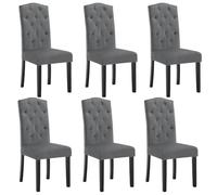 Lestarain Pack de 6 Sillas de Comedor con Respaldo Alto, Sillas de Cocina Tapizadas en Terciopelo, Sillas Ergonómicas en Madera, para Dormitorio y Salón, Gris Oscuro, LCNI119001-6