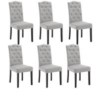 Lestarain Pack de 6 Sillas de Comedor, Sillas de Cocina Terciopelo, Respaldo Alto, para Comedor Dormitorio y Salón, Gris Claro, LCNI120002-6