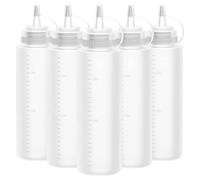 Lestiven Squeeze Bottle, 5 Pcs 250ml 8oz Botella de Salsa, Dispensador de Botellas de Plástico - Ninguna Fuga, Sin BPA, para Condimentos, Salsa de Tomate, Mostaza, Mayonesa, Salsa Picante