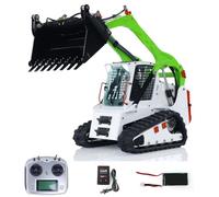 LESU wheelfun 1/14 RC Coche hidráulico Aoue LT5 Skid-Steer Loader Sistema Hidráulico Modelo RTR Radio Motor Servo ESC Hobby Modelo (Blanco, Verde Naranja)