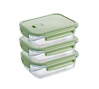 lesulety Glasslock Set Tupperdosen Set Utensilios de Cocina para microondas Tarros de congelador con Tapa 1 litro Meal Prep Boxes Butterbrotdose Frascos de Vidrio con Tapa Pack de Tres,1,M