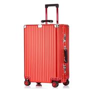 lesulety Maleta de Aluminio Duro para Todos los usos, de tamaño Mediano, Maleta de Viaje de 24 Pulgadas, Maleta de Metal, Equipaje de Mano con 4 Ruedas,Rojo,26 Inch Cheked