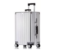 lesulety Maleta de Aluminio Duro para Todos los usos, de tamaño Mediano, Maleta de Viaje de 24 Pulgadas, Maleta de Metal, Equipaje de Mano con 4 Ruedas,Plata,26 Inch Cheked