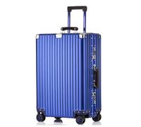 lesulety Maleta de Aluminio Duro para Todos los usos, de tamaño Mediano, Maleta de Viaje de 24 Pulgadas, Maleta de Metal, Equipaje de Mano con 4 Ruedas,Azul,26 Inch Cheked