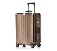 lesulety Maleta de Aluminio Duro para Todos los usos, de tamaño Mediano, Maleta de Viaje de 24 Pulgadas, Maleta de Metal, Equipaje de Mano con 4 Ruedas,Café,26 Inch Cheked