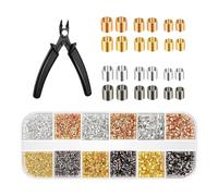 Lesunbak Cuentas engarzadoras para hacer joyas, 2200 piezas de cuentas de crimpado con alicates, tubos de crimpado, suministros portátiles para hacer joyas para pulseras, colgantes, pendientes