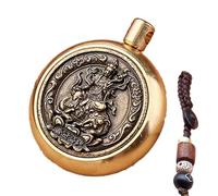 Lesunbak Llavero de coche de Buda de latón, colgante de coche, llavero chino de latón vintage, colgante de coches de la suerte, decoración de bolsa, llaveros chinos antiguos con cordón para hombres y