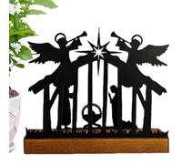 Lesunbak Portavelas de Navidad | Suministros de pesebre religioso sagrado con base de madera | Centros de mesa de belén de Navidad, para escritorio interior, cocina, oficinas, porche, patio, fiesta