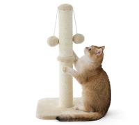Lesure Rascador para Gatos de Interior - 30x30x57 cm, rascador Alto de sisal con Bola Colgante, Modelo pequeño para Gatos y Gatitos con Base Estable, Beige