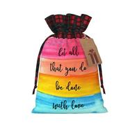 Let All You Do Be Done With Love, 1 bolsa con cordón, 4.7 x 6.9 pulgadas, para regalos, viajes y uso diario con etiquetas de regalo Kraft