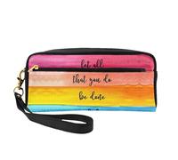 Let All You Do Be Done with Love - Bolsa de cosméticos de viaje con dos bolsillos para artículos esenciales de belleza diaria, organizador de accesorios, Black, Talla única, Neceser de maquillaje