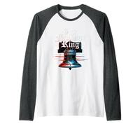 Let Freedom Ring Liberty Bell USA 250 de Julio 4 Glitch Camiseta Manga Raglan