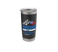 Let Freedom Ring USA Map American Flag 4th Of July Patriotic Vaso térmico de acero inoxidable de doble pared