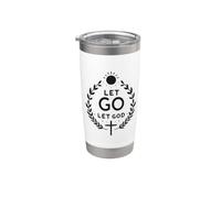 Let Go Let God - Cita de fe cristiana inspiradora Vaso térmico de acero inoxidable de doble pared