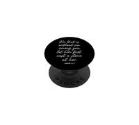 Let Him Cast The First Stone Biblia Versículo Escritura Juan 8:7 PopSockets PopGrip Adhesivo