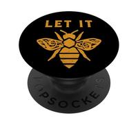 Let It Bee Clave de Sol Honey Pun Rústico Gráfico Música Amante PopSockets PopGrip Adhesivo