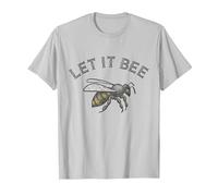 Let It Bee Ropa Hombres Divertido Refrán Abejas Apicultor Camiseta, Hombre, Plata, XL