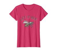 Let It Bee Ropa Hombres Divertido Refrán Abejas Apicultor Camiseta, Mujer, Rojo Jaspeado, XS