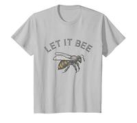 Let It Bee Ropa Hombres Divertido Refrán Abejas Apicultor Camiseta, Niños, Plata, 6 años