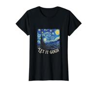 Let It Gogh Funny Fine Art Historia Pintura Noche Estrellada Camiseta gráfica económica, Mujer, Negro, S
