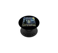 Let it Gogh Funny Van Gogh Starry Night Raccoon PopSockets PopGrip Adhesivo