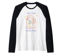 Let It Snow I've Got Books, Cozy Snowman Reading Winter Cute Camiseta Manga Raglan