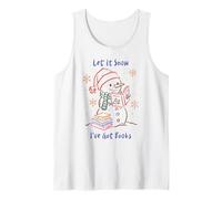 Let It Snow I've Got Books, Cozy Snowman Reading Winter Cute Camiseta sin Mangas