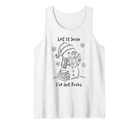 Let It Snow I've Got Books, Cozy Snowman Reading Winter Cute Camiseta sin Mangas