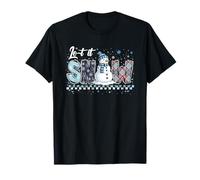 Let-It Snow Lindo muñeco de Nieve escarchado Sonriendo bajo la Nieve Que Cae Camiseta