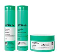 Let Me Be - Kit Protein Mantenimiento Liso Prolongado, Mantener y prolongar la alineación del cabello, Con colágeno hidrolizado y aminoácidos | 3 Productos (2x240ml, 250g)