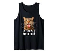 Let Me See Your Feet Funny Tabby Cat Meme Tongue out Adult Camiseta sin Mangas