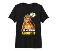 Let Me Think About It Pondering Monkey Question Mark Sarcasm Camiseta Premium