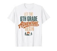Let The 6th Grade Adventure Begin Sixth Grade Back To School Camiseta gráfica económica, Hombre, Blanco, S