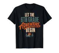 Let The 6th Grade Adventure Begin Sixth Grade Back To School Camiseta gráfica económica, Hombre, Negro, M