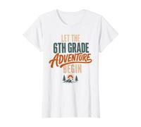Let The 6th Grade Adventure Begin Sixth Grade Back To School Camiseta gráfica económica, Mujer, Blanco, M