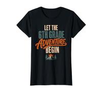Let The 6th Grade Adventure Begin Sixth Grade Back To School Camiseta gráfica económica, Mujer, Negro, S