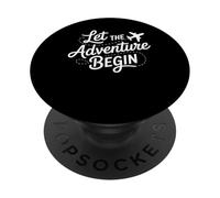 Let The Adventure Begin Airplane Flight Travel PopSockets PopGrip Adhesivo
