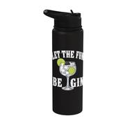 Let the Fun Be Gin Funny Gin Lovers Alcohol Gin Drinking Pun Stainless Steel Insulated Water Bottle