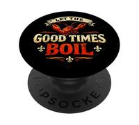 Let The Good Times Boil Vintage Crawdad Mudbug PopSockets PopGrip Adhesivo