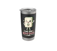 Let The Good Times Roll Mahjong Player Tile Game Estrategia Vaso térmico de acero inoxidable de doble pared