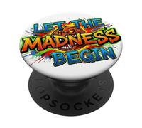 Let The Madness Begin - Ropa para fanáticos del Torneo de Baloncesto PopSockets PopGrip Adhesivo