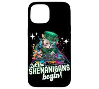 Let The Shenanigans Begin! DJ Cat Music St Patrick’s Humor Carcasa para iPhone 15